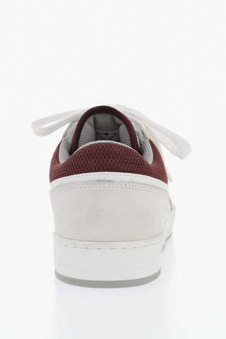 Low Leather And Fabric Sneakers With Enamel Triangle Logo