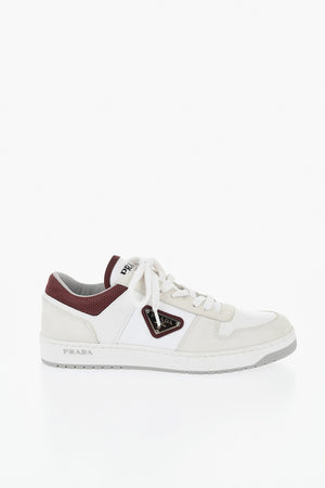 Sneakers Basse in Pelle e Tessuto con Logo a Triangolo Smaltato