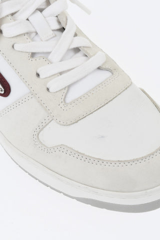 Low Leather And Fabric Sneakers With Enamel Triangle Logo