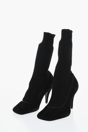 Stivaletti in Suede con Punta Quadrata 10cm