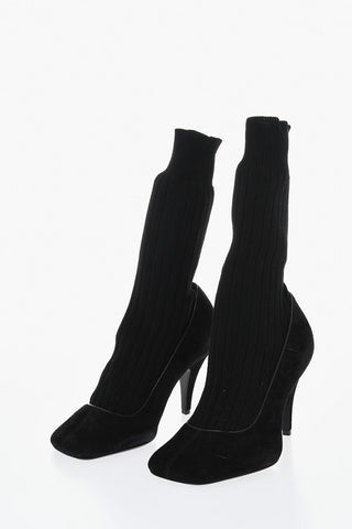 Stivaletti in Suede con Punta Quadrata 10cm