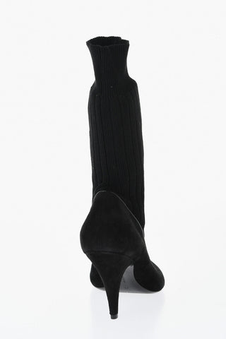 Stivaletti in Suede con Punta Quadrata 10cm