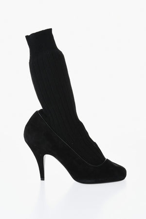 Stivaletti in Suede con Punta Quadrata 10cm
