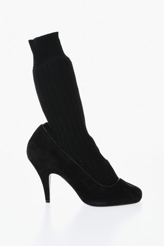 Stivaletti in Suede con Punta Quadrata 10cm