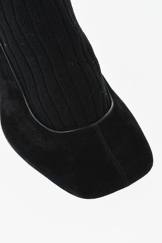 Stivaletti in Suede con Punta Quadrata 10cm