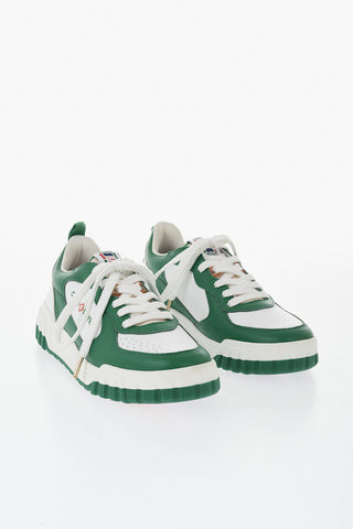 Two-Tone Leather Low-Top Sneakers