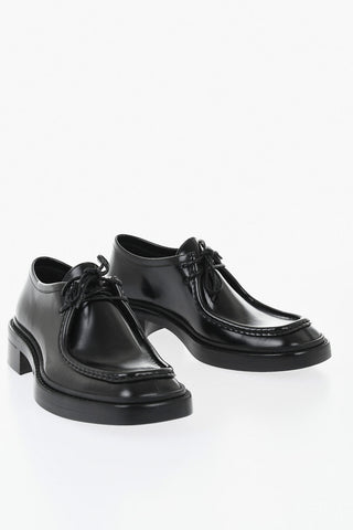 Brushed Leather Derby Shoes NEW BOURBON With Square Toe
