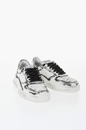 Two-Tone Leather Low-Top Sneakers