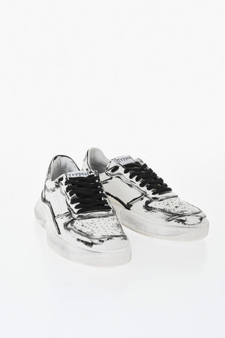 Two-Tone Leather Low-Top Sneakers
