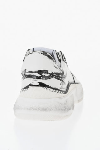 Two-Tone Leather Low-Top Sneakers