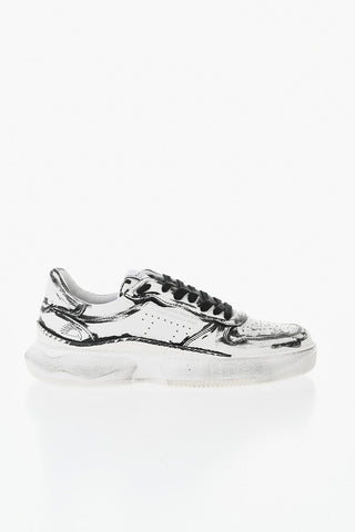 Two-Tone Leather Low-Top Sneakers