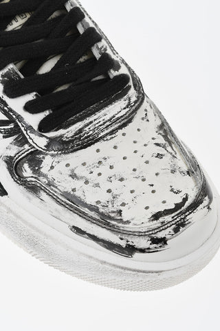 Two-Tone Leather Low-Top Sneakers