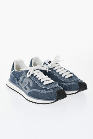 Denim Low-Top Sneakers With Raw-Cut Details