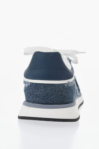 Denim Low-Top-Sneaker Mit Raw-Cut-Details