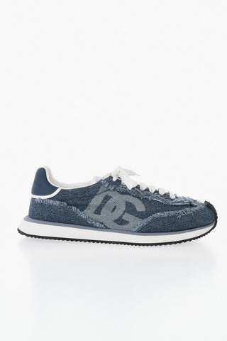 Denim Low-Top-Sneaker Mit Raw-Cut-Details
