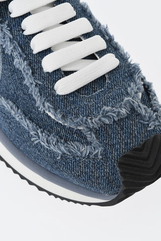 Denim Low-Top-Sneaker Mit Raw-Cut-Details