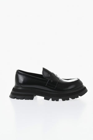 Leather Penny Loafers with Lug Sole