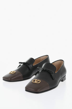 GARAVANI Mocassini in Pelle con Monogram Dorato e Punta Squadrata