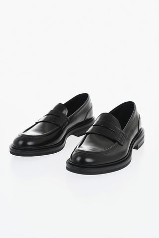 Brushed Leather Penny Loafers ALTAVILLA
