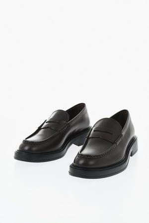 Brushed Leather Penny Loafers