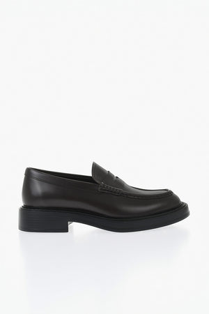Brushed Leather Penny Loafers