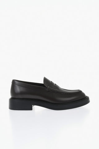 Brushed Leather Penny Loafers