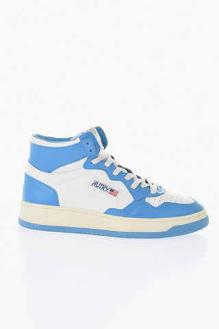 High-Top Bicolor Leather Sneakers