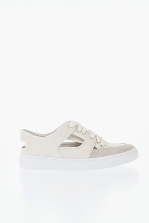 Sneakers Basse in Cotone con Dettagli Cut Out