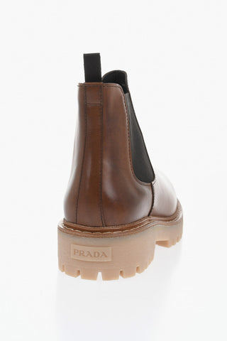 Leather Chelsea Boots With Lug Sole