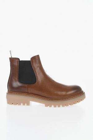 Leather Chelsea Boots With Lug Sole
