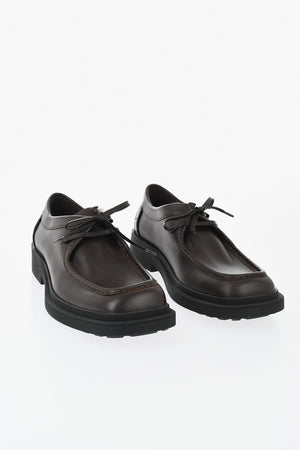 Leather Derby Shoes With Visible Stitching