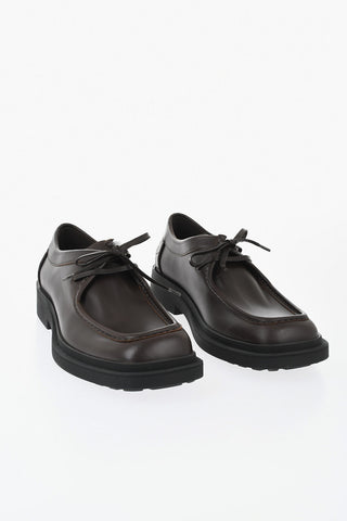 Scarpe Derby In Pelle Con Cuciture A Vista