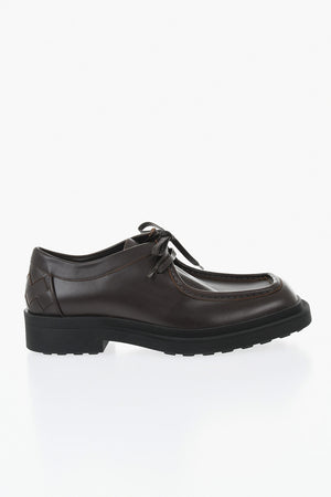 Leather Derby Shoes With Visible Stitching