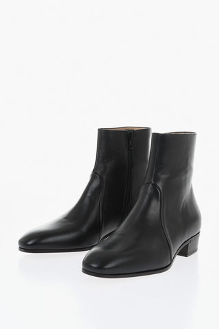 GARAVANI Solid-Color Leather Ankle Boots with Gold Detail