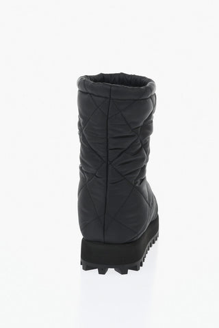 Quilted Nylon Ankle Boots With Logo Patch