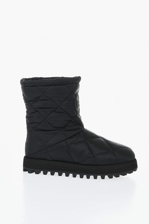 Quilted Nylon Ankle Boots With Logo Patch