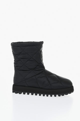 Quilted Nylon Ankle Boots With Logo Patch