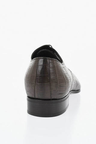 Derby-Schuhe aus Leder in Krokodiloptik