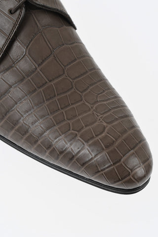 Derby-Schuhe aus Leder in Krokodiloptik