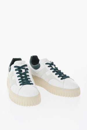 Leather Low-Top Sneakers with Suede Monogram
