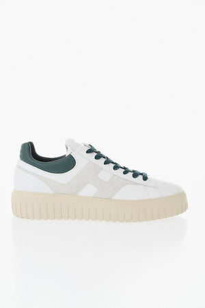 Leather Low-Top Sneakers with Suede Monogram