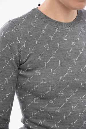 Virgin Wool Crewneck Sweater with All-Over Logo