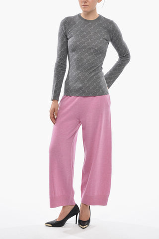 Virgin Wool Crewneck Sweater with All-Over Logo