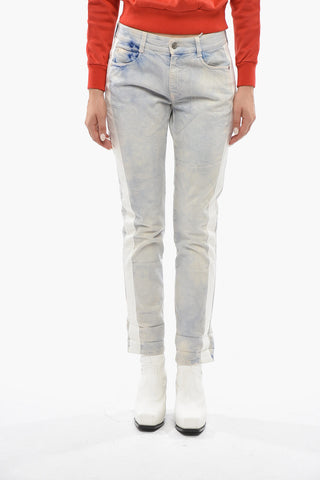 Stretch Denim Tie-Dye Effect Jeans with 17cm Logo Side Stripe