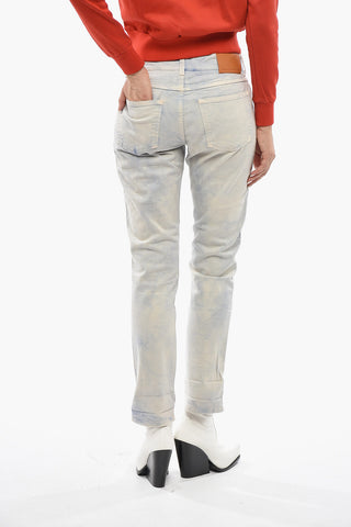 Stretch Denim Tie-Dye Effect Jeans with 17cm Logo Side Stripe