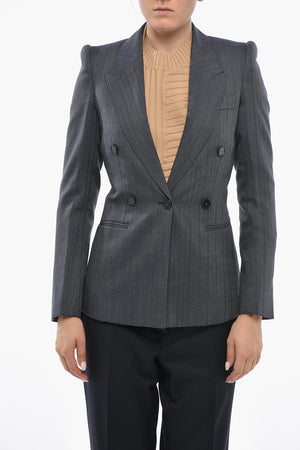 Blazer Doppiopetto CALLIE Motivo Herringbone con Rever a Lancia