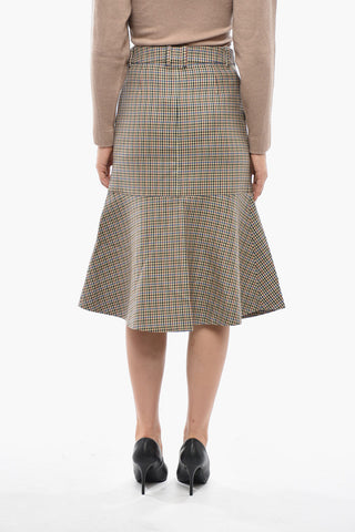 Wool Houndstooth Skirt NAOMI with Front Split