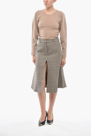 Wool Houndstooth Skirt NAOMI with Front Split