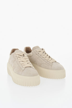Sneakers Basse H-STRIPES in Suede con Suola Platform 5cm