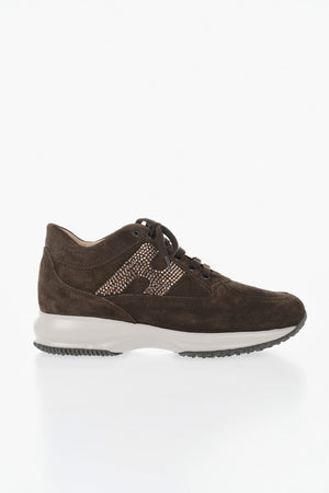 Sneakers INTERACTIVE in Suede a Tinta Unita con Dettaglio in Strass